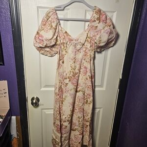 Avec Les Filles Floral Maxi Dress - Pink and Cream